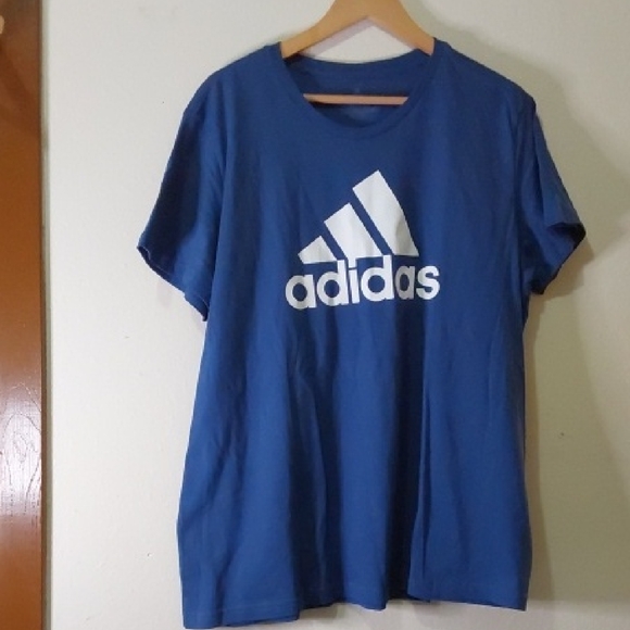 Adidas Classic Blue Tee with White Logo - Picture 1 of 3